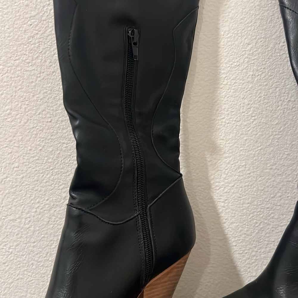 Mi.iM Black Western Boho Boots Faux Leather Side Zip EUC Size 7 - Picture 7 of 16